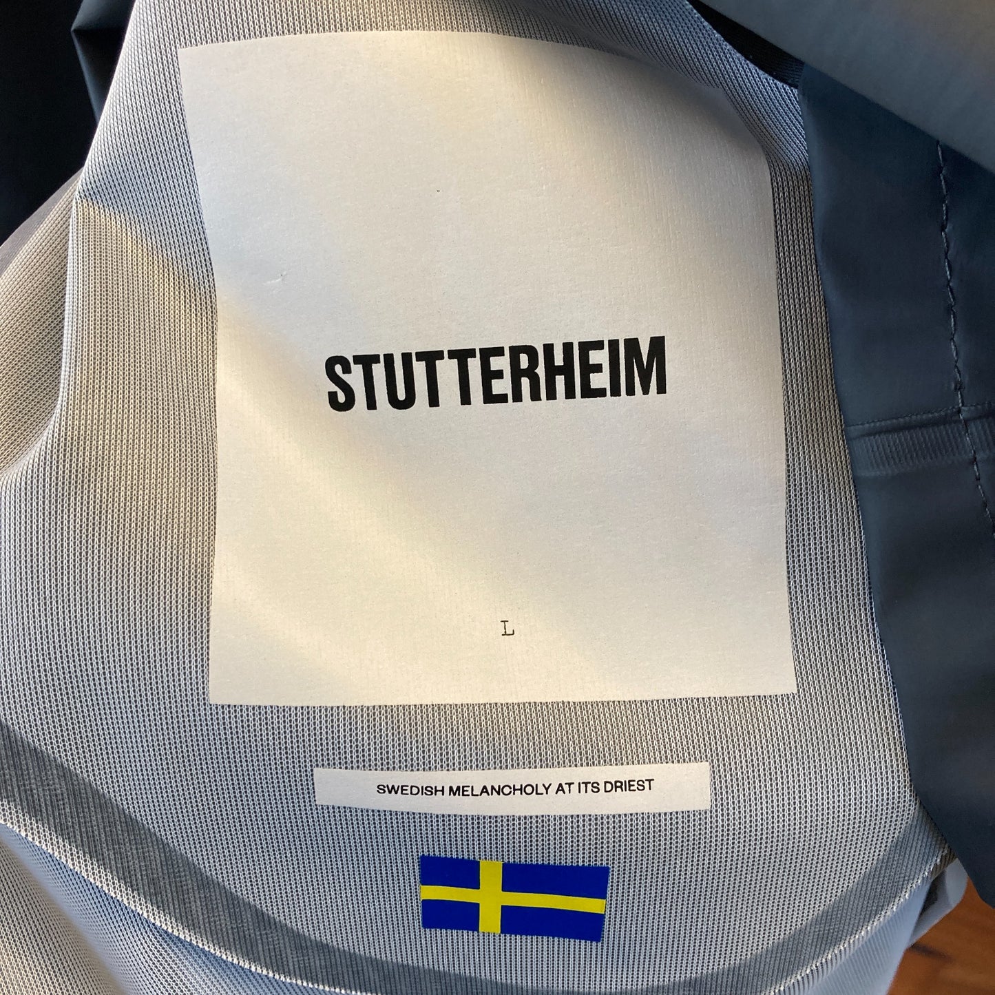 Stutterheim Gray Hooded Snap Front Rubber Rain Coat Jacket - Size L - 0815CJ