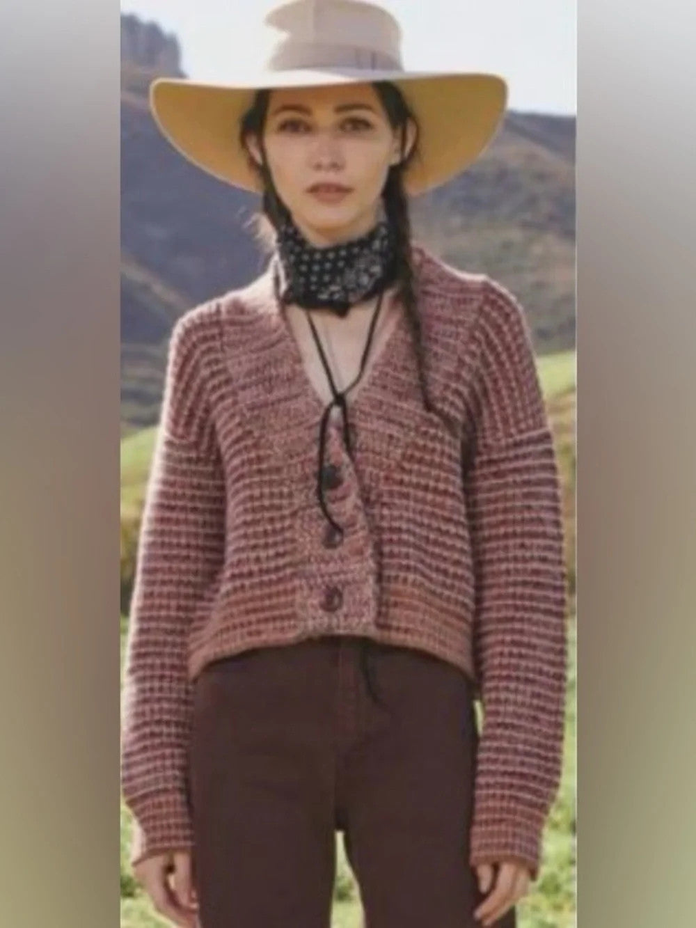 The Great Pink Knit Montana Cardigan Cropped Sweater - Size 2 / M - 0721DK