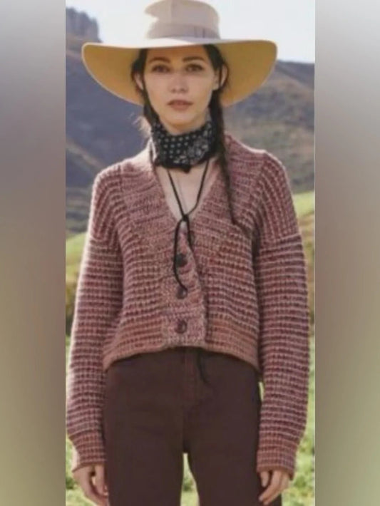 The Great Pink Knit Montana Cardigan Cropped Sweater - Size 2 / M - 0721DK
