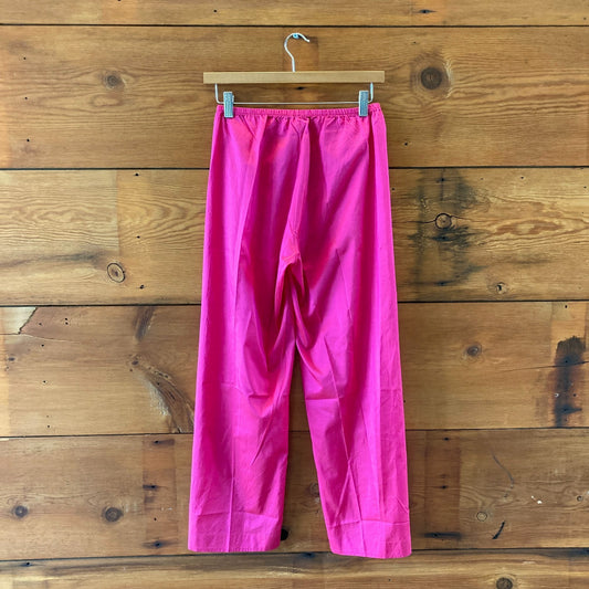 Dosa Dark Pink High Elastic Waist Flowy 100% Silk Pants - Size 1 / S - 0517DS