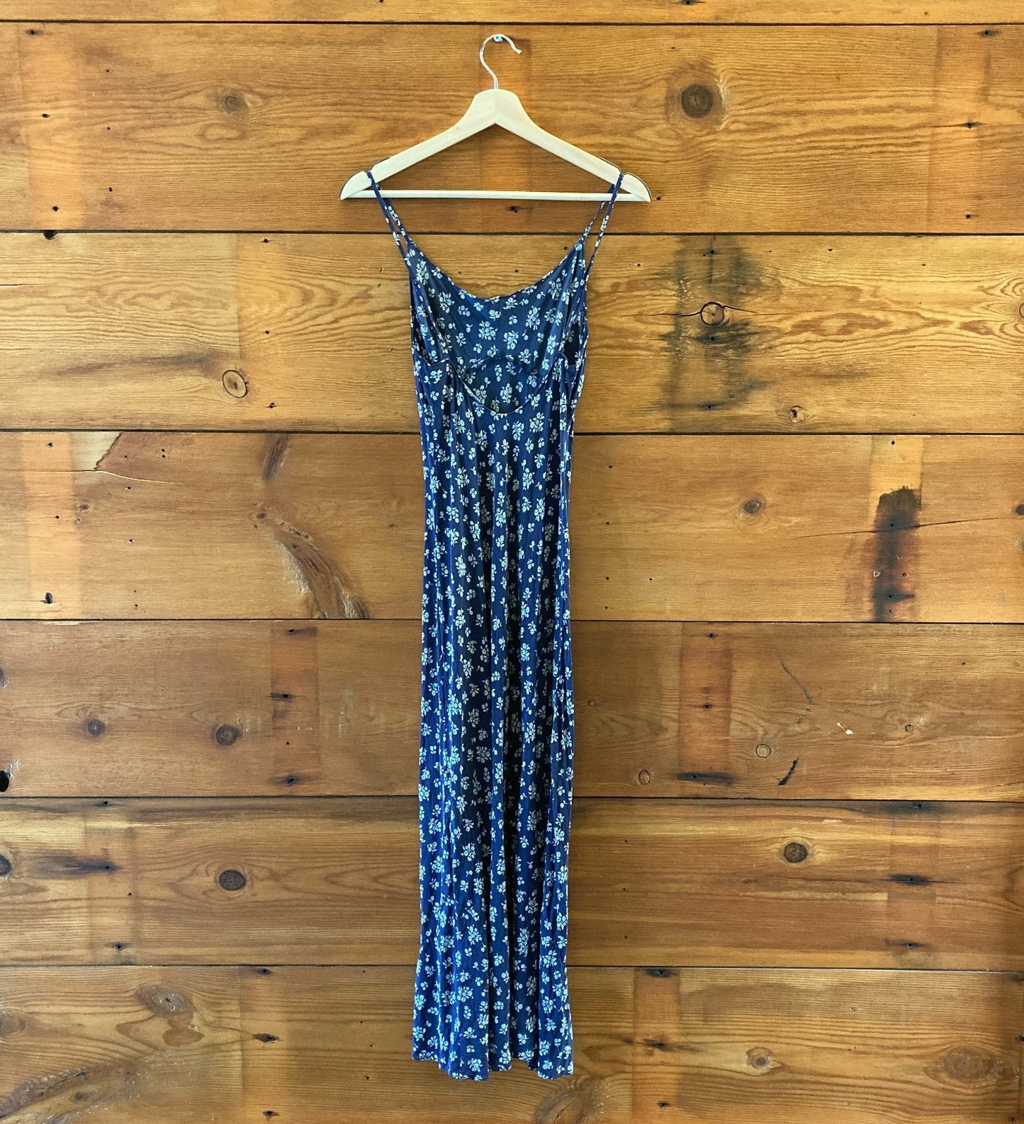 Realisation Par $250 Saffron Navy Floral Iggy Silk Midi Dress - Size S - 0717SM