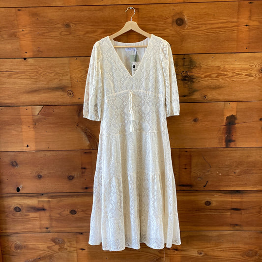 Desigual Ivory 3/4 Sleeve Tulum Embroidered Maxi Dress - Size XS - NEW 1213SM