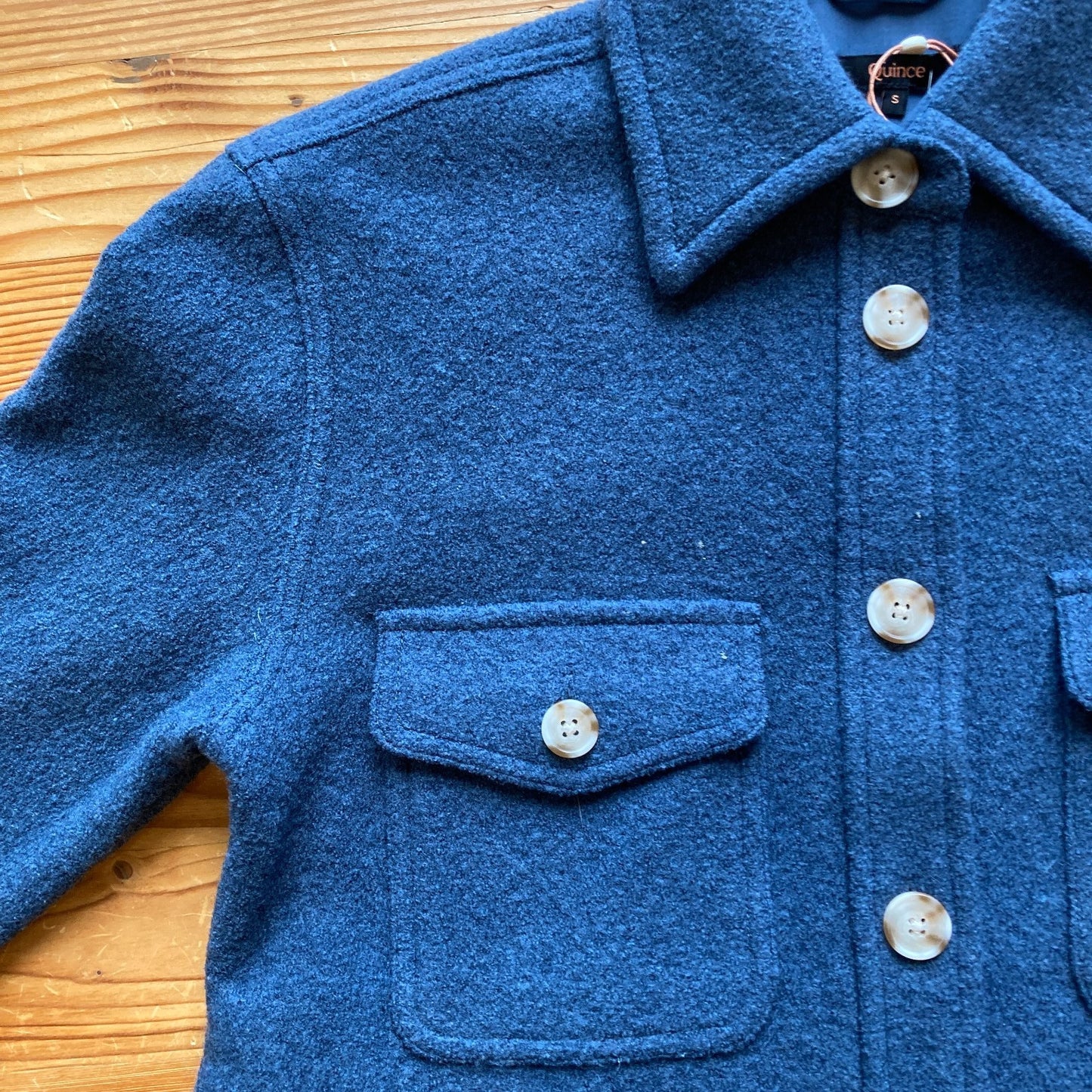 Quince Blue Melange NEW Merino Wool Button Front Shirt Jacket - Size S - 0511VS