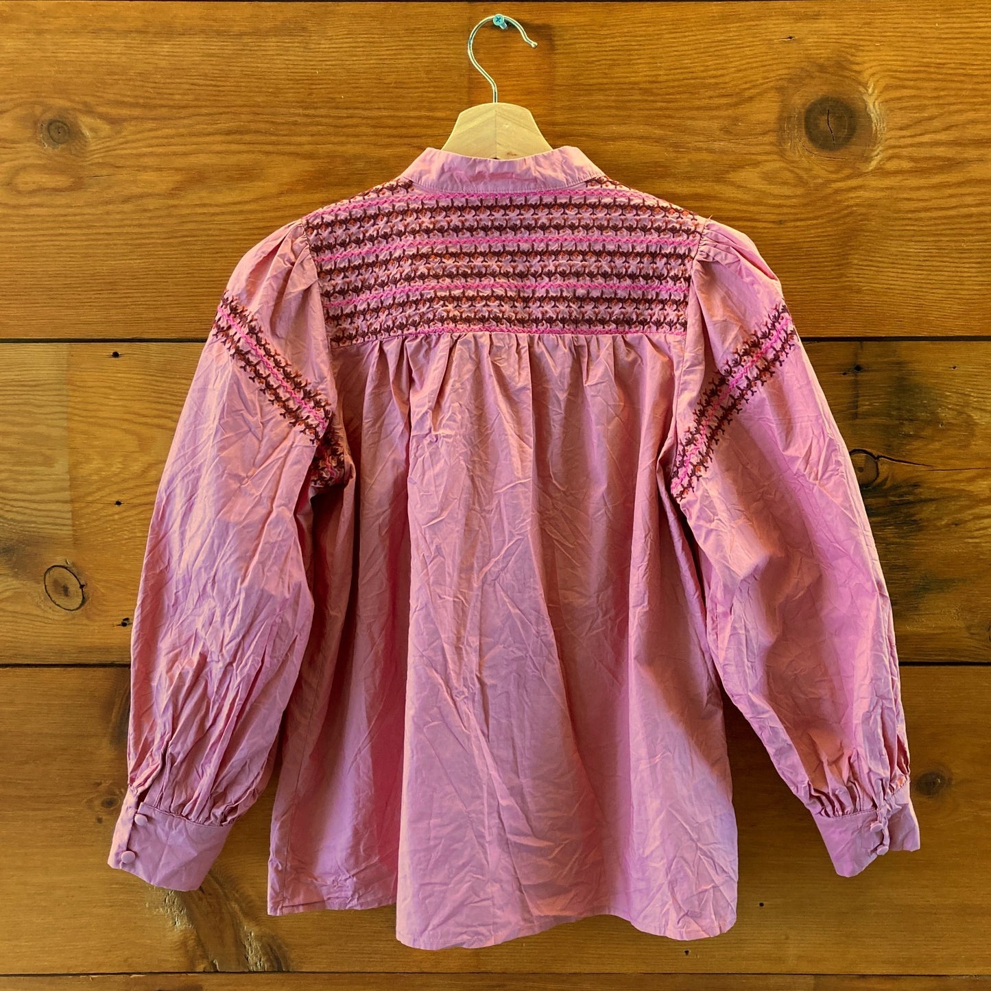 The Shirt by Rochelle Behrens Pink Embroidered Top - Size S - 1103ES
