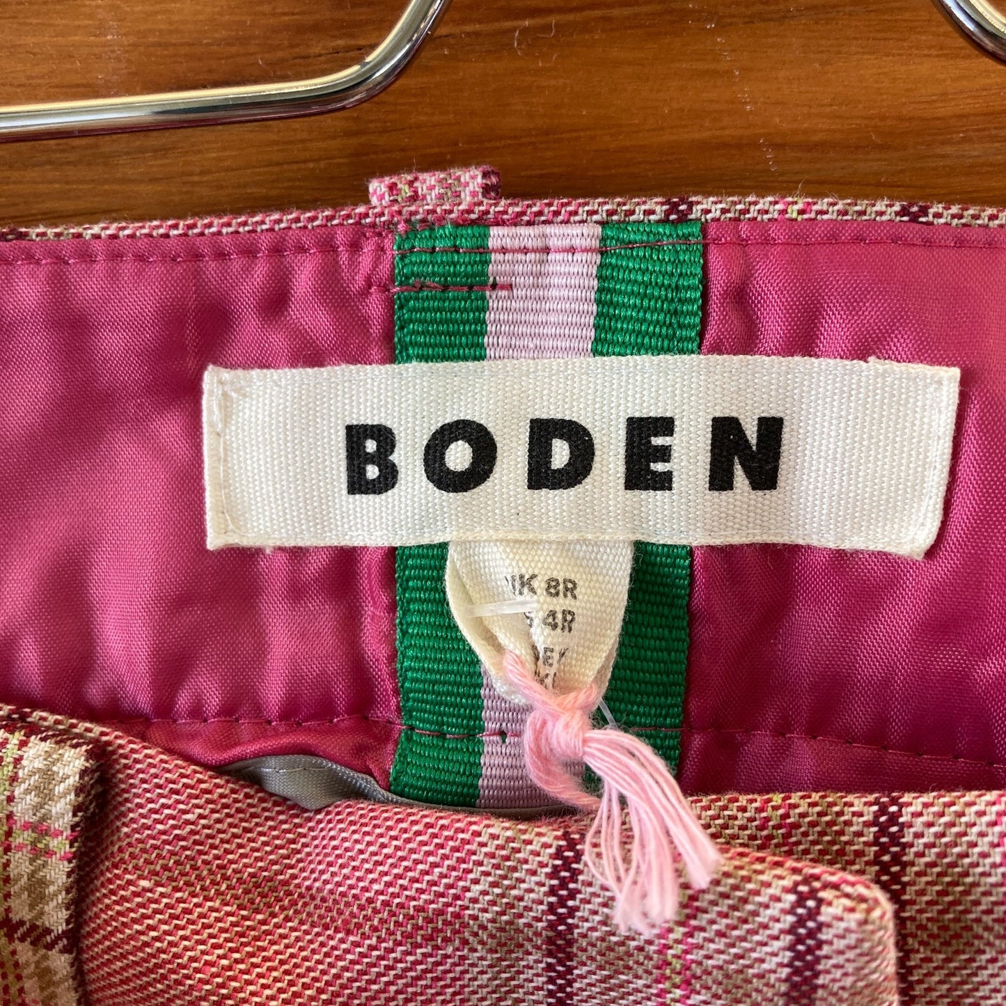 Boden Pink Checked NEW Kew Trouser Pants Womens - Size 4 - 1113MF