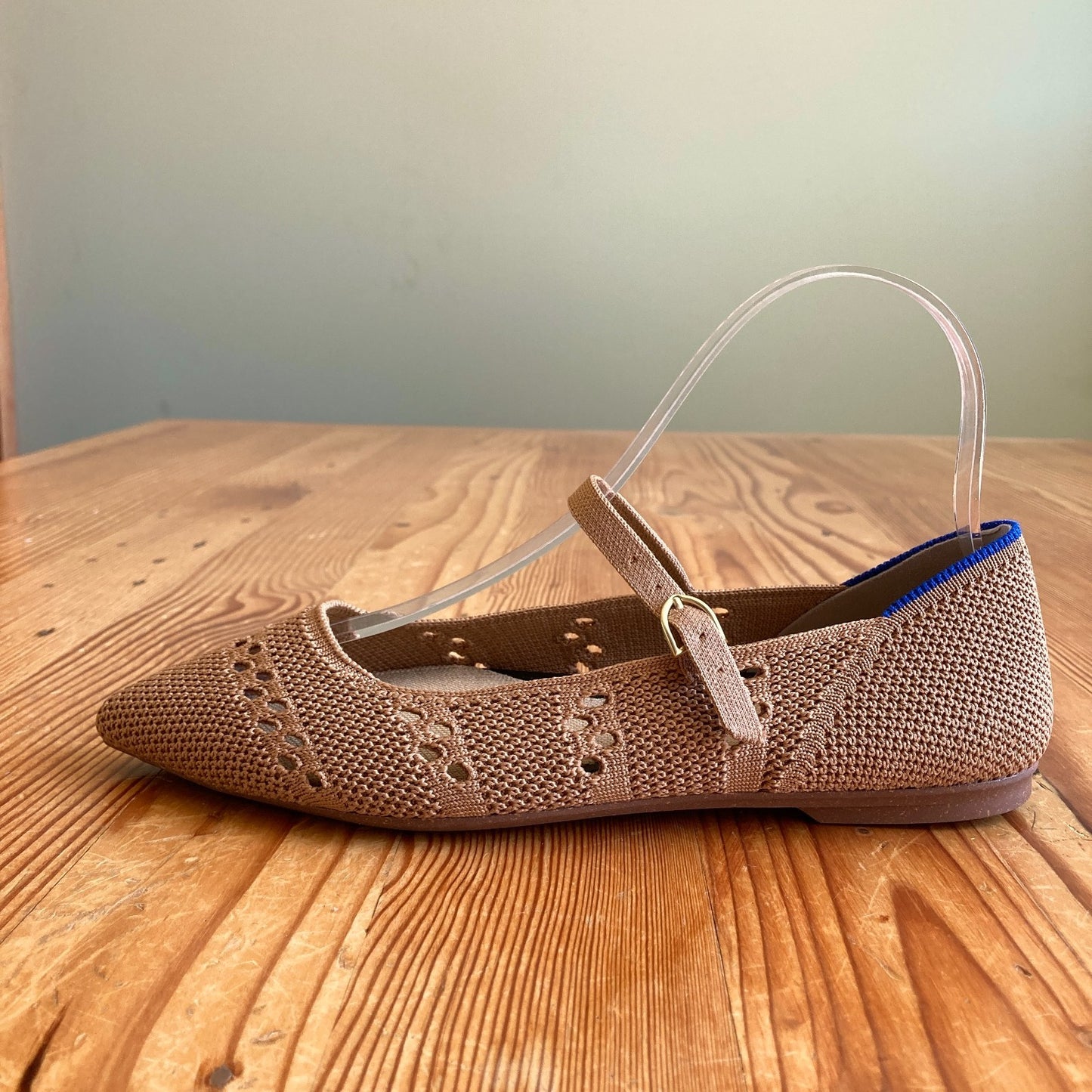 Rothy's Wren Tan Crochet Mary Jane II Point Flats - Sz 7.5 - NEW w/ Box - 1125EA