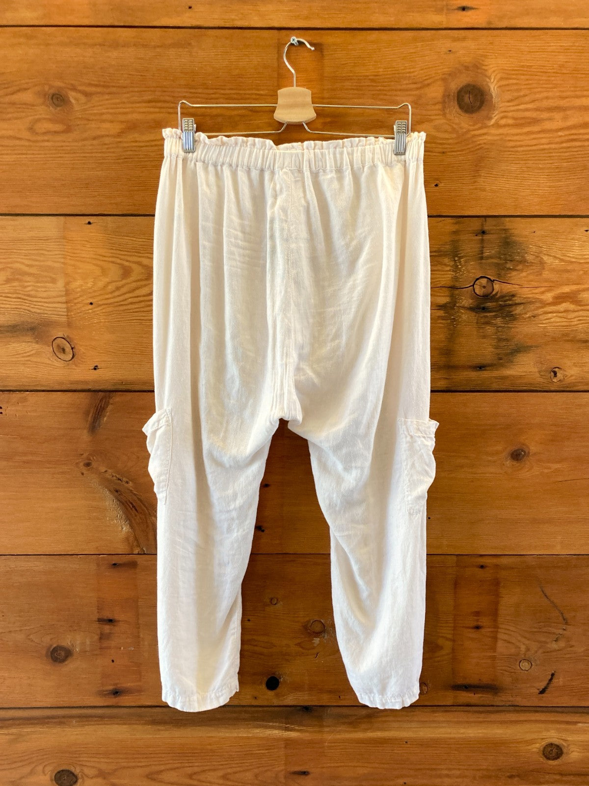 NSF $248 Ivory Linen Blend Paperbag Waist Shailey Pants - Size M - 4427SC