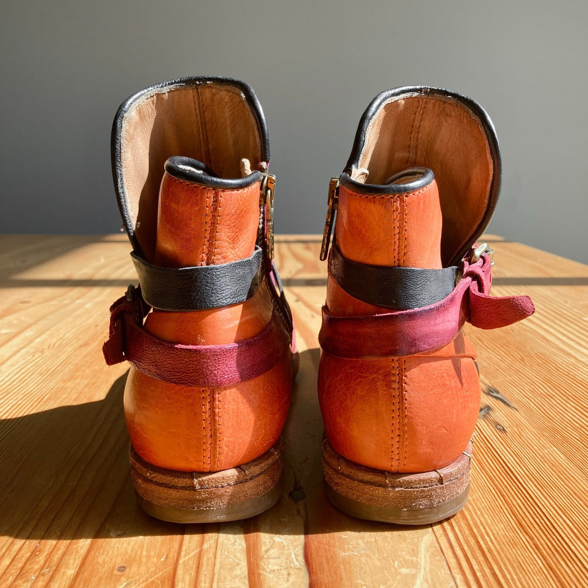 A.S.98 Colorful Patchwork Italian Leather Ankle Boots - Size 37 - 0320JS