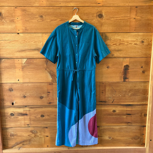 The Kit $158 Ocean Cut Paper Issa Short Sleeve Jumpsuit - Size L - 0510BN