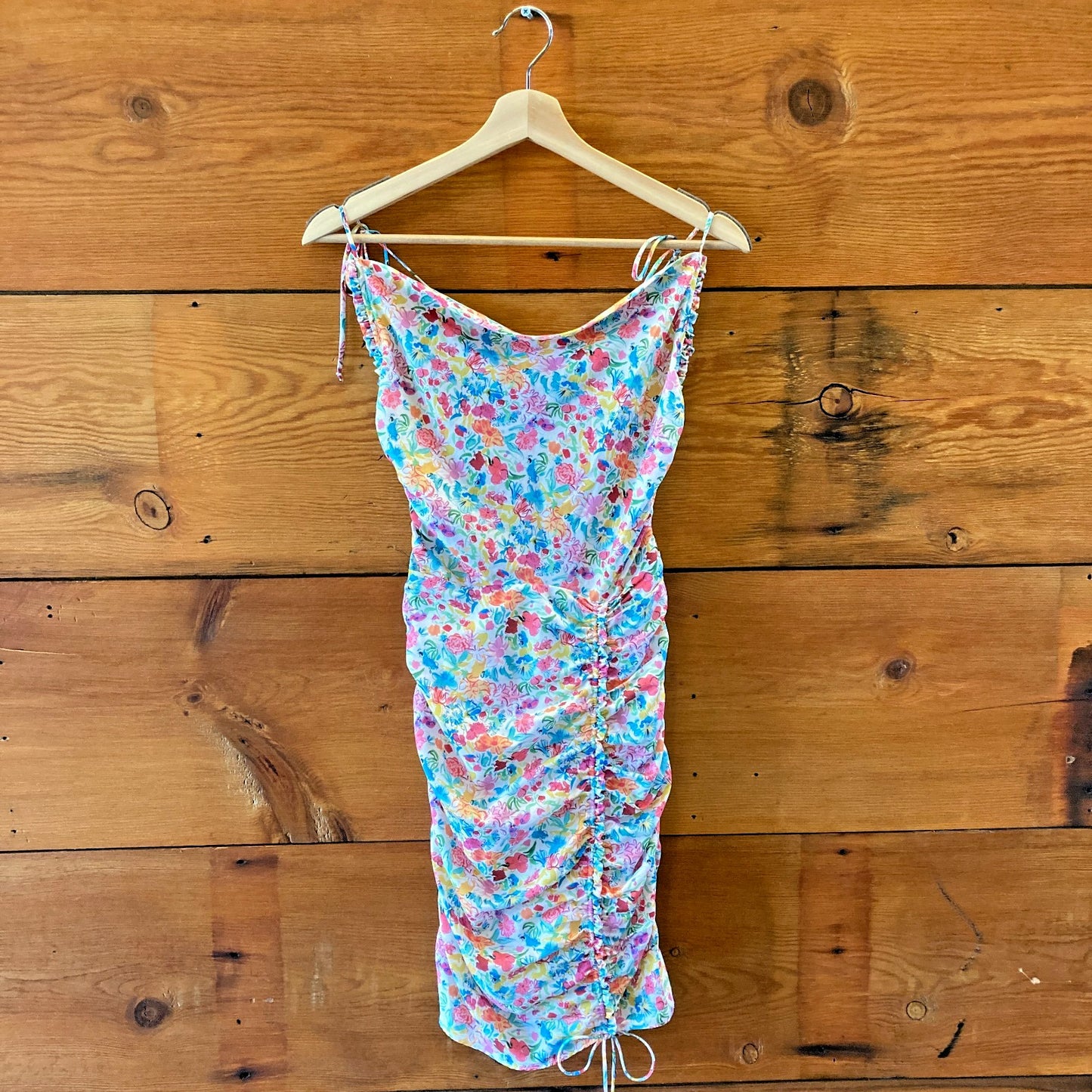 For Love & Lemons Floral Ruched Open Back Leah Dress - Size XXS - NEW - 0515CJ