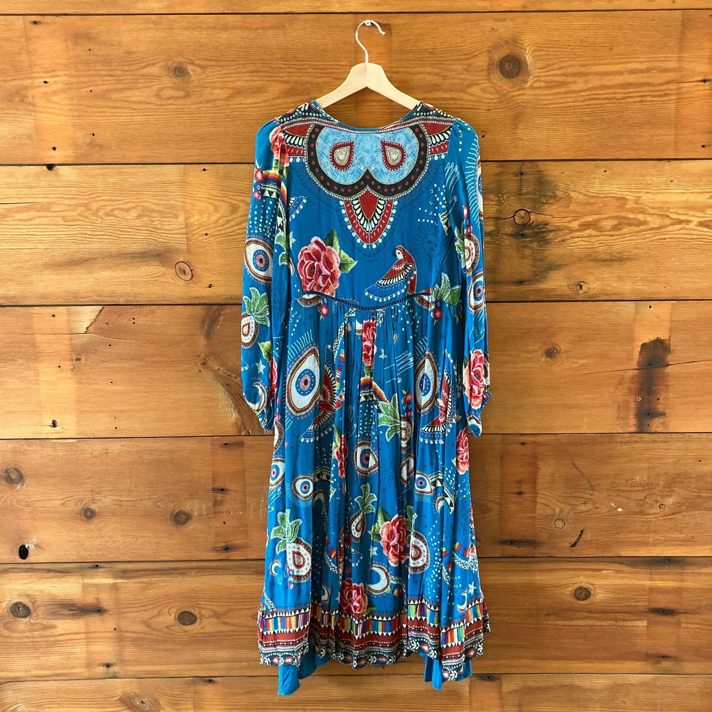 Farm Rio Anthropologie Mystic Blue Midi Length Dress - Size S - 0813CG