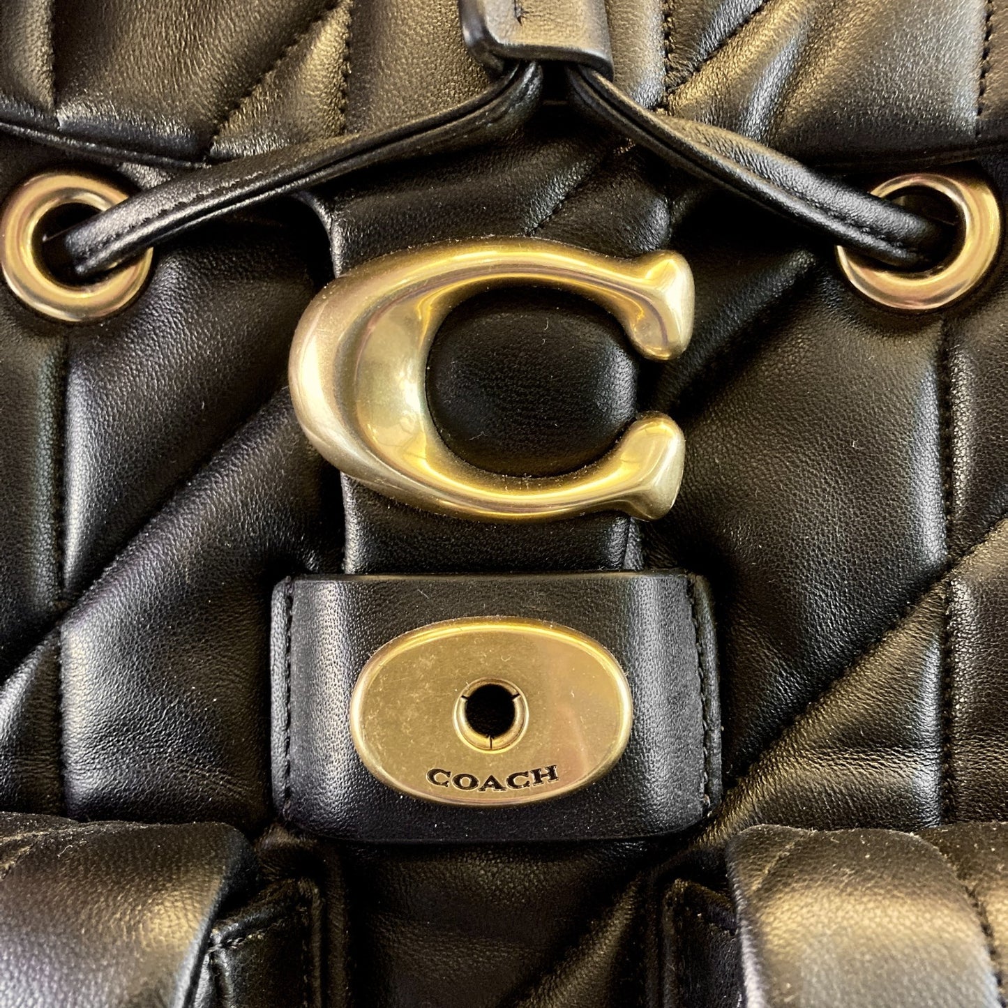 Coach Black Leather Pillow Quilted Tabby Mini Backpack Purse - 0830DH