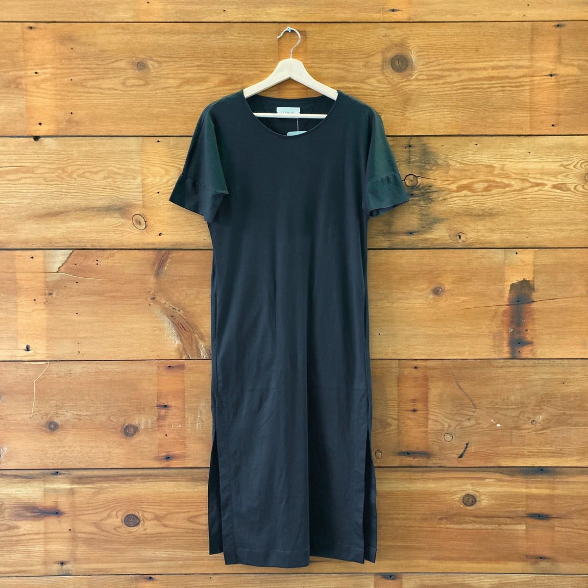 LeMaire Black 100% Cotton Short Sleeve Midi Length Dress - Size S - 1217RM