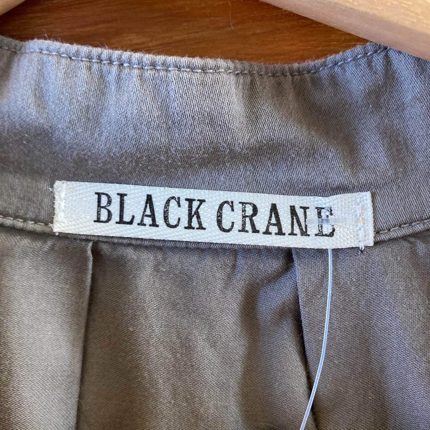 L - Black Crane Brown 100% Cotton Button Front Wide Leg Jumpsuit 0416JW