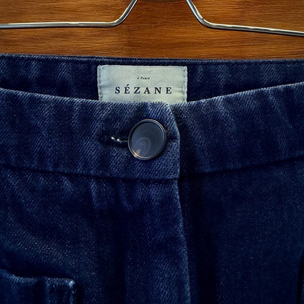 Sezane Dark Wash High Rise Wide Leg Trouser Jeans - Size 38 / 6 - 0404BB