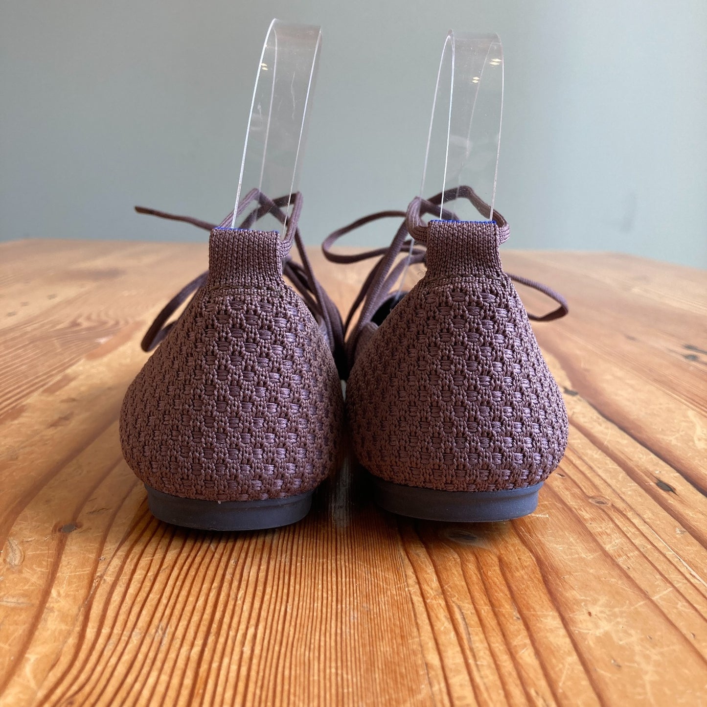 Rothy's Brown Woven Lace Up Square Ballet Flats Shoes - Size 6.5 - 0102JM