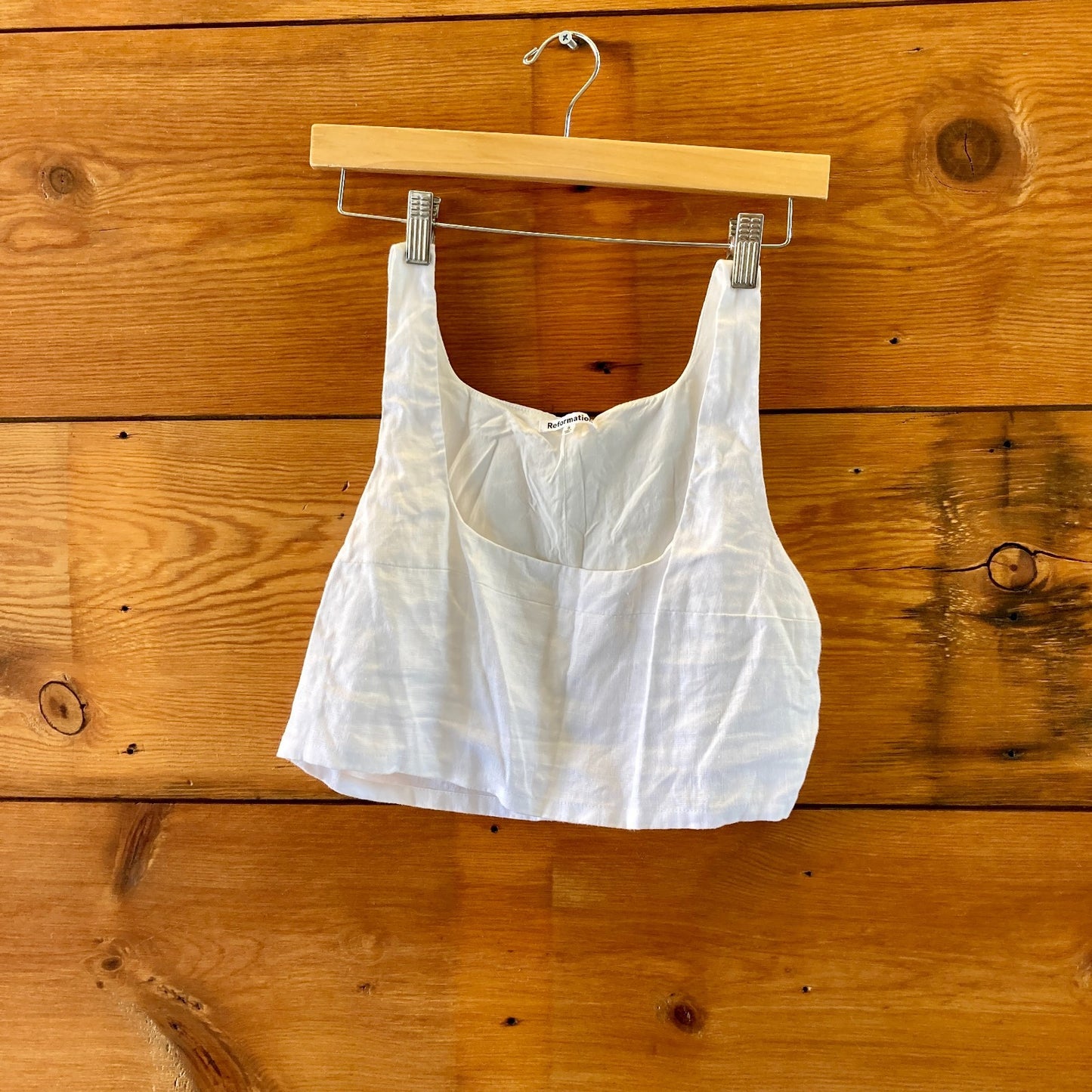 Reformation White Linen Amir Crop Tank Top & Midi Skirt Set - Size S - 0809CO
