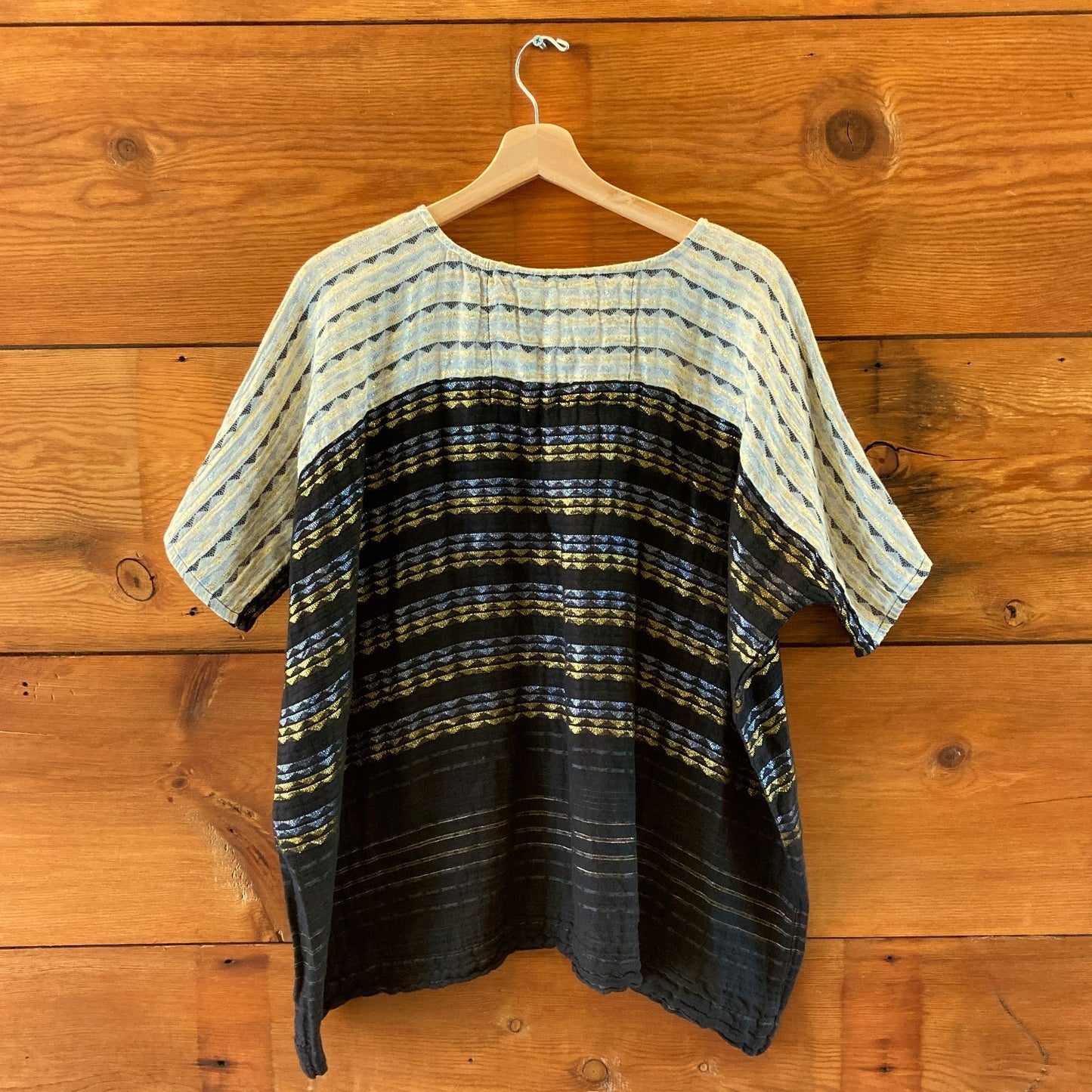 Ace & Jig Black Gold & Silver Short Sleeve Boxy Shirt Top - Size S - 0830KJ
