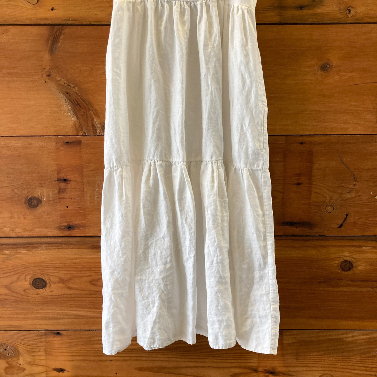 Alex Mill White Linen Sleeveless Midi Length Tiered Dress - Size M - 0131AG