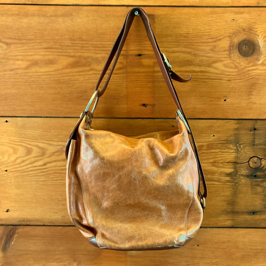 Marino Orlandi Brown Leather Slouchy Convertible Backpack Bag - 0811SS