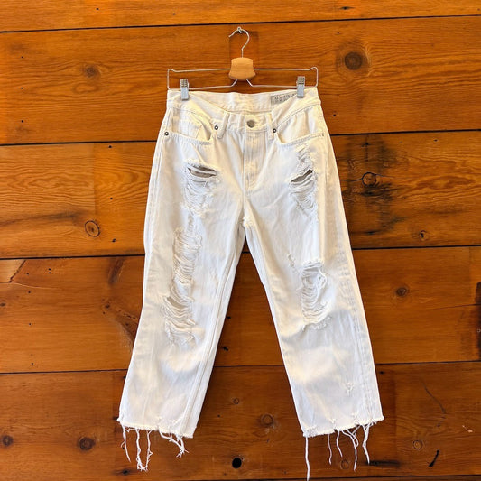 AllSaints White Cropped Distressed Ivy Destroys Boys Jeans - Size 28 - 1007SB