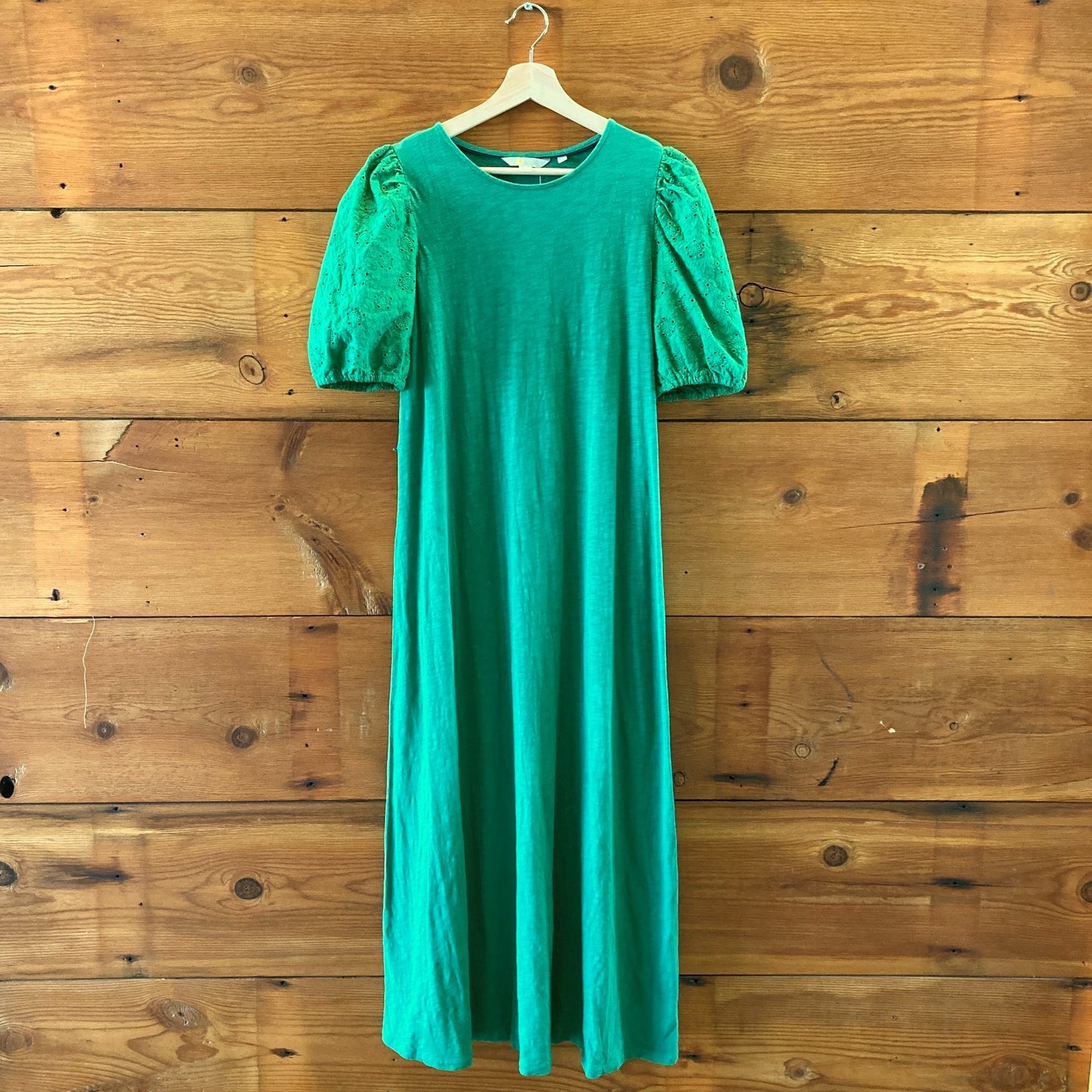 Boden Green Short Eyelet Embroidered Maxi Dress - Womens Size 8 - 0106KA