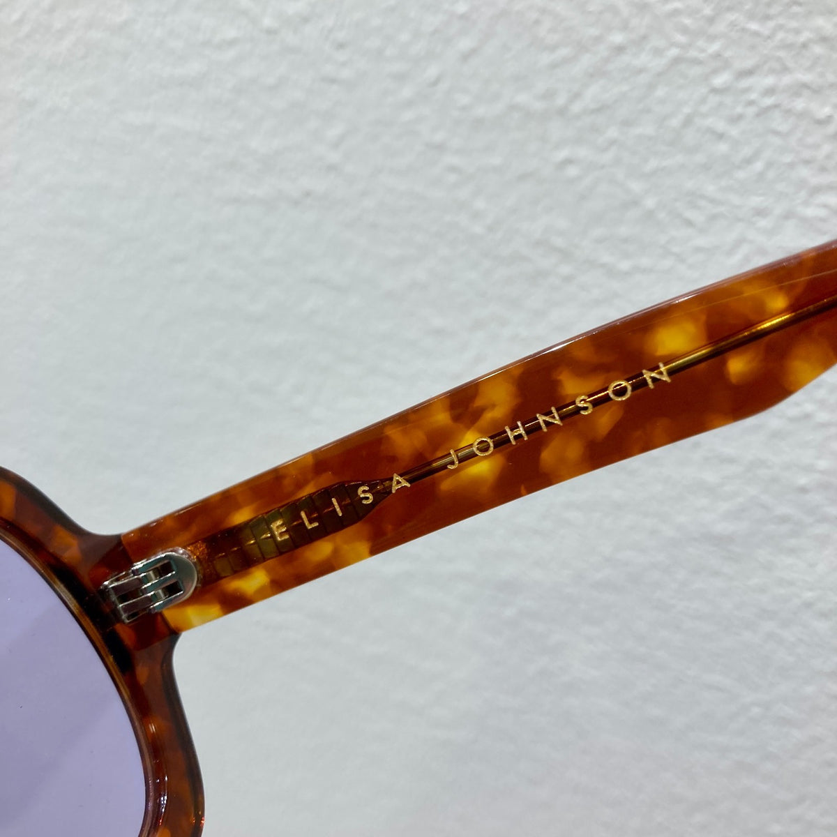 Elisa Johnson Red Tortoise Purple Lens Jane Sunglasses w/ Case - 0312IG