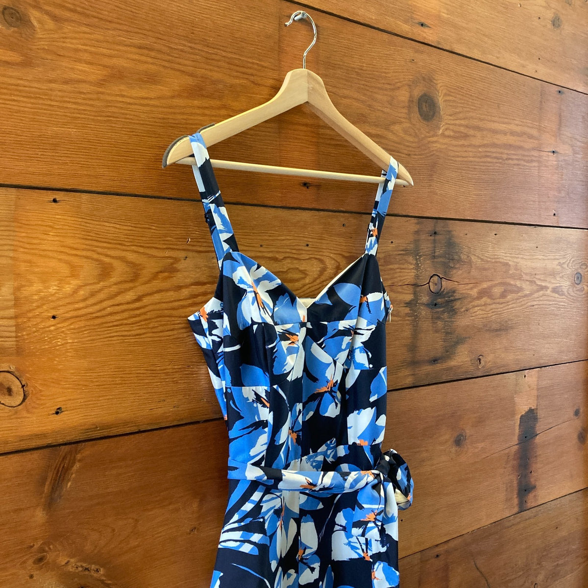 Milly Blue Floral Fit & Flare Sweetheart Neckline Dress - Size 10 - 1029SB