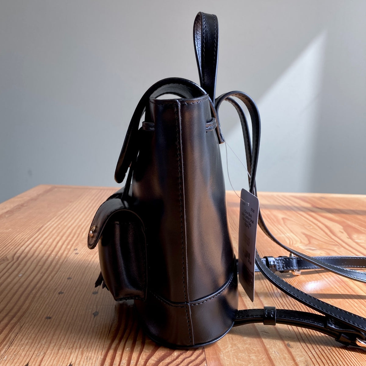 J Crew Black Italian Leather Small Backpack Bag - 0920PW