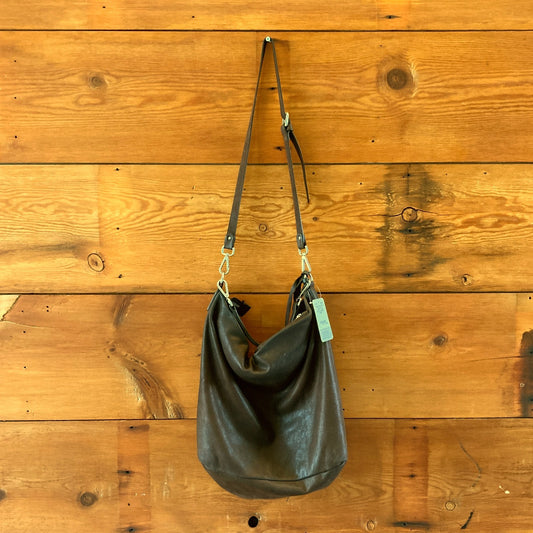 Gianni Chiarini Dark Brown Soft Leather Top Zip Hobo Purse Bag - 0209SB