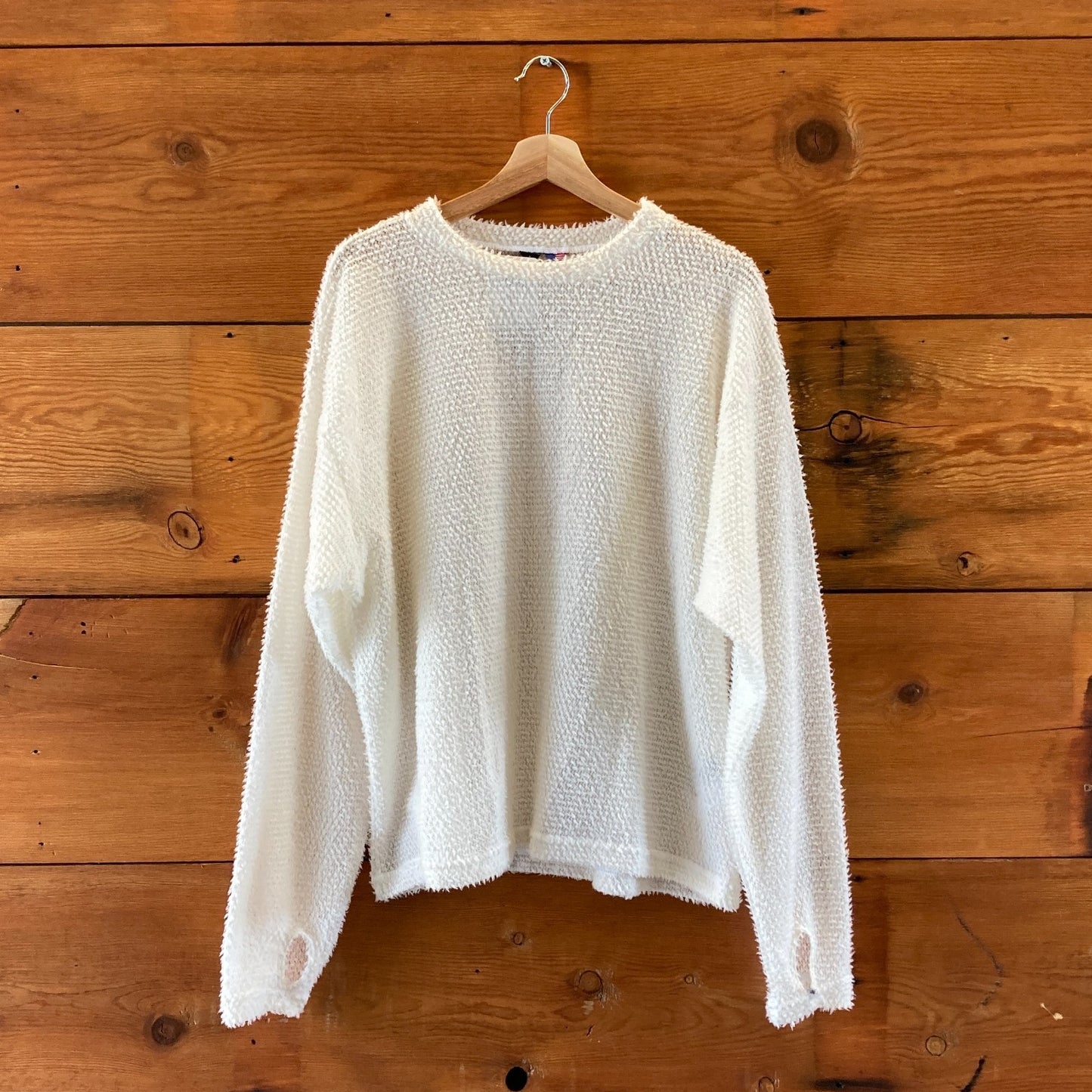Gnuhr White Polartec Pullover Long Sleeve Shag Sweater - Size 4 / L - 1105AR
