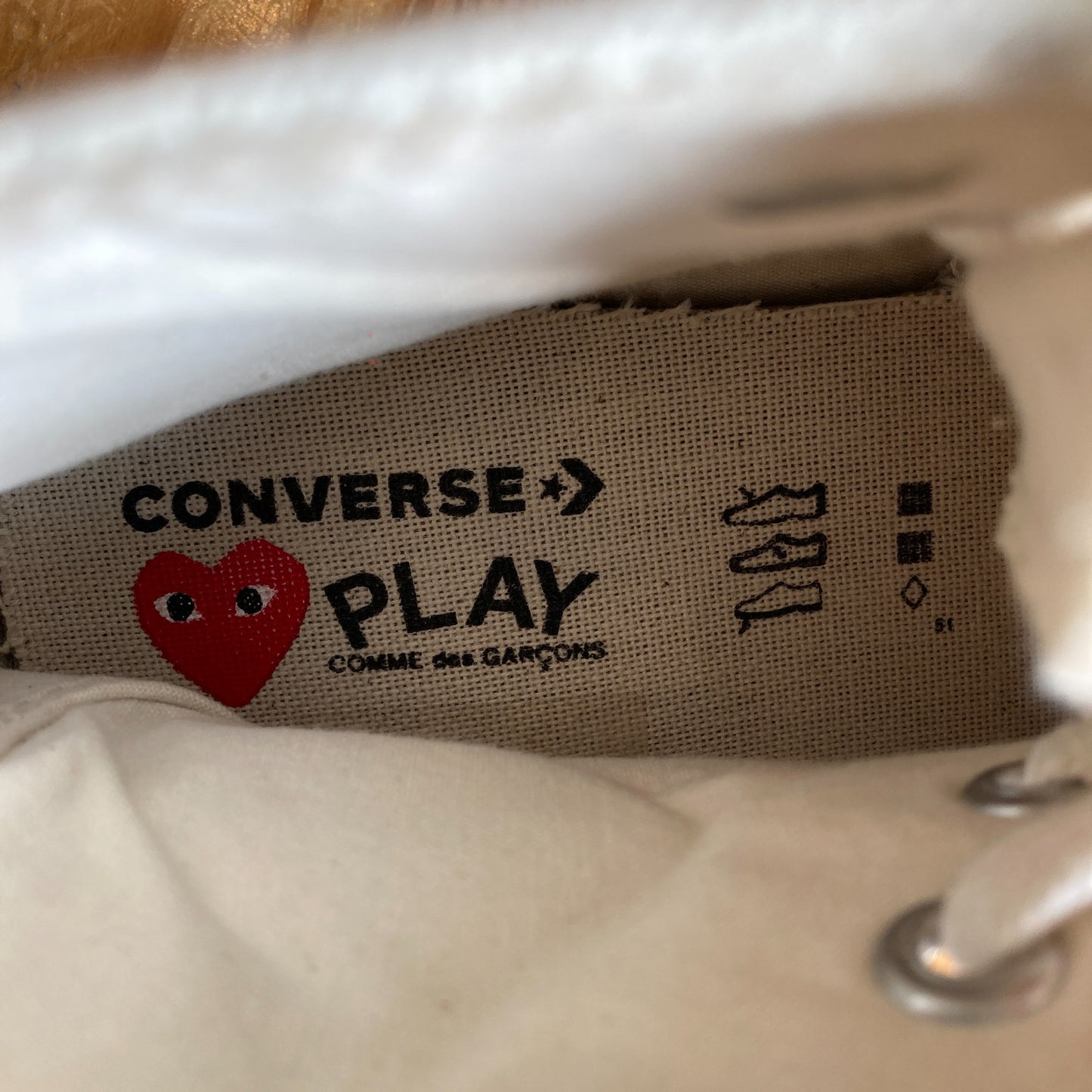 Converse X Play Comme Des Garcons White High Multi Heart Shoes - Size 9 - 0709EH