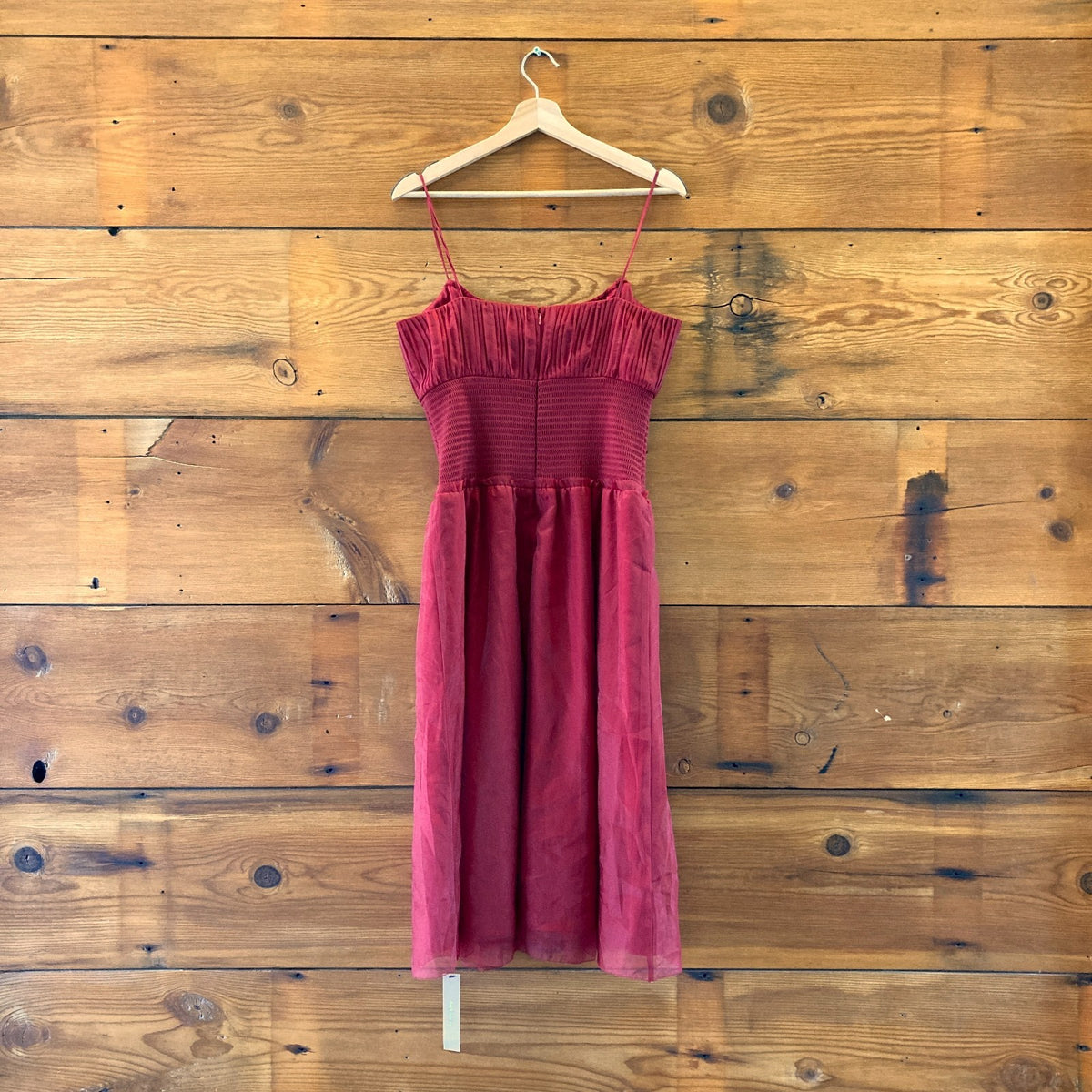 Reformation Burgundy Smocked Waist Midi Laly Dress - Size 10 - NEW - 0306CH
