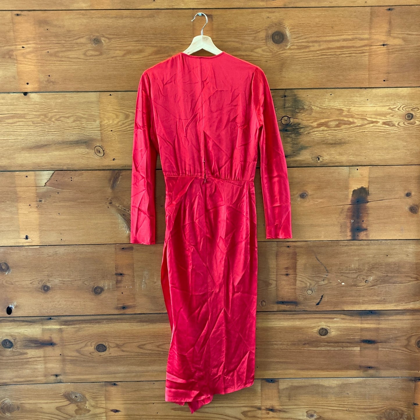 Michelle Mason Red Silk Long Sleeve Midi Length Dress - Size 2 - NEW - 0715IM