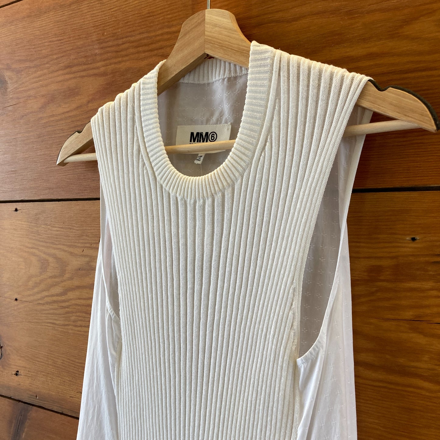 MM6 Maison Martin Margiela White Ribbed Midi Dress - Size 42 / L - 1016SS