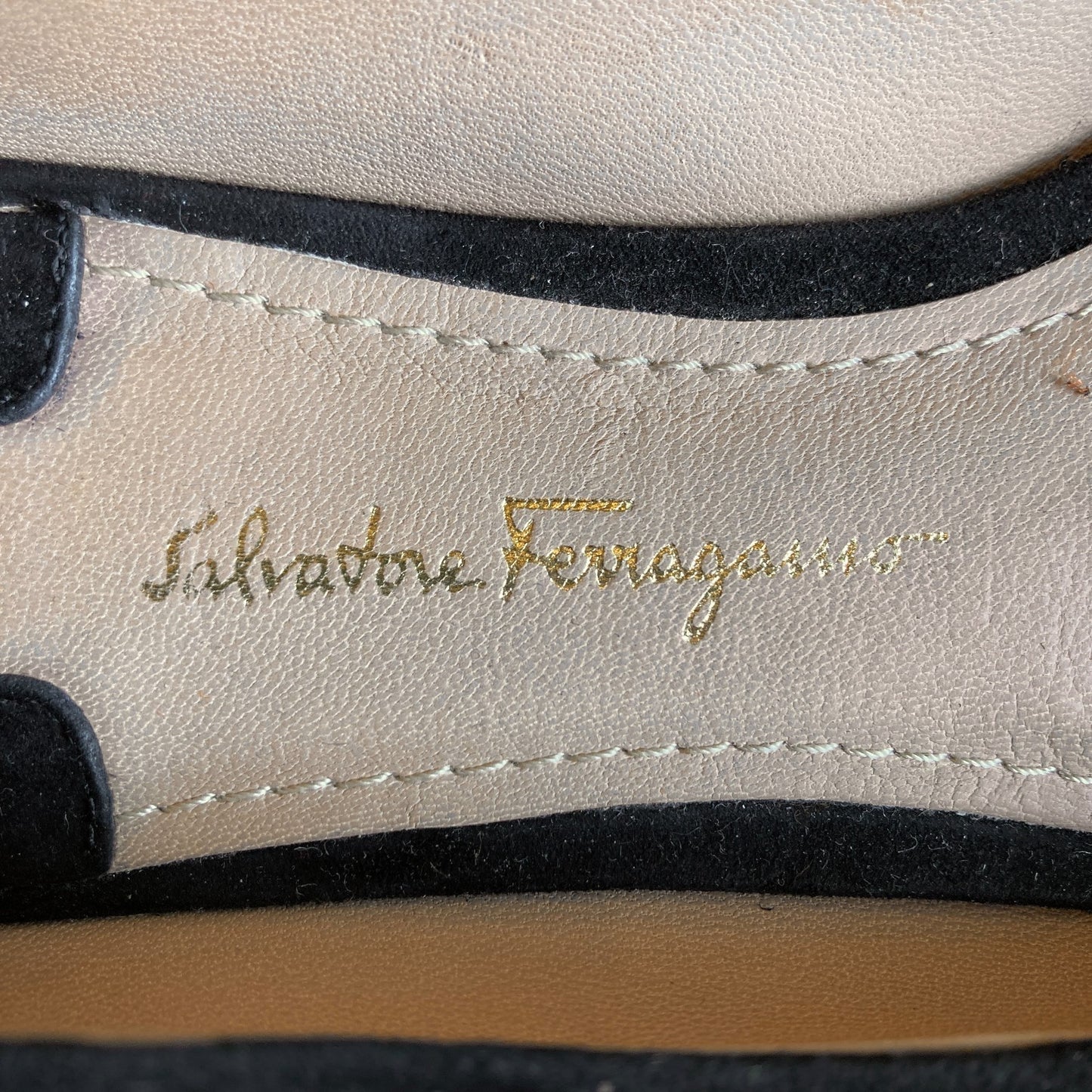 Salvatore Ferragamo $850 Black Suede Pointed Toe Friuli Flats - Size 5 - 1220MM