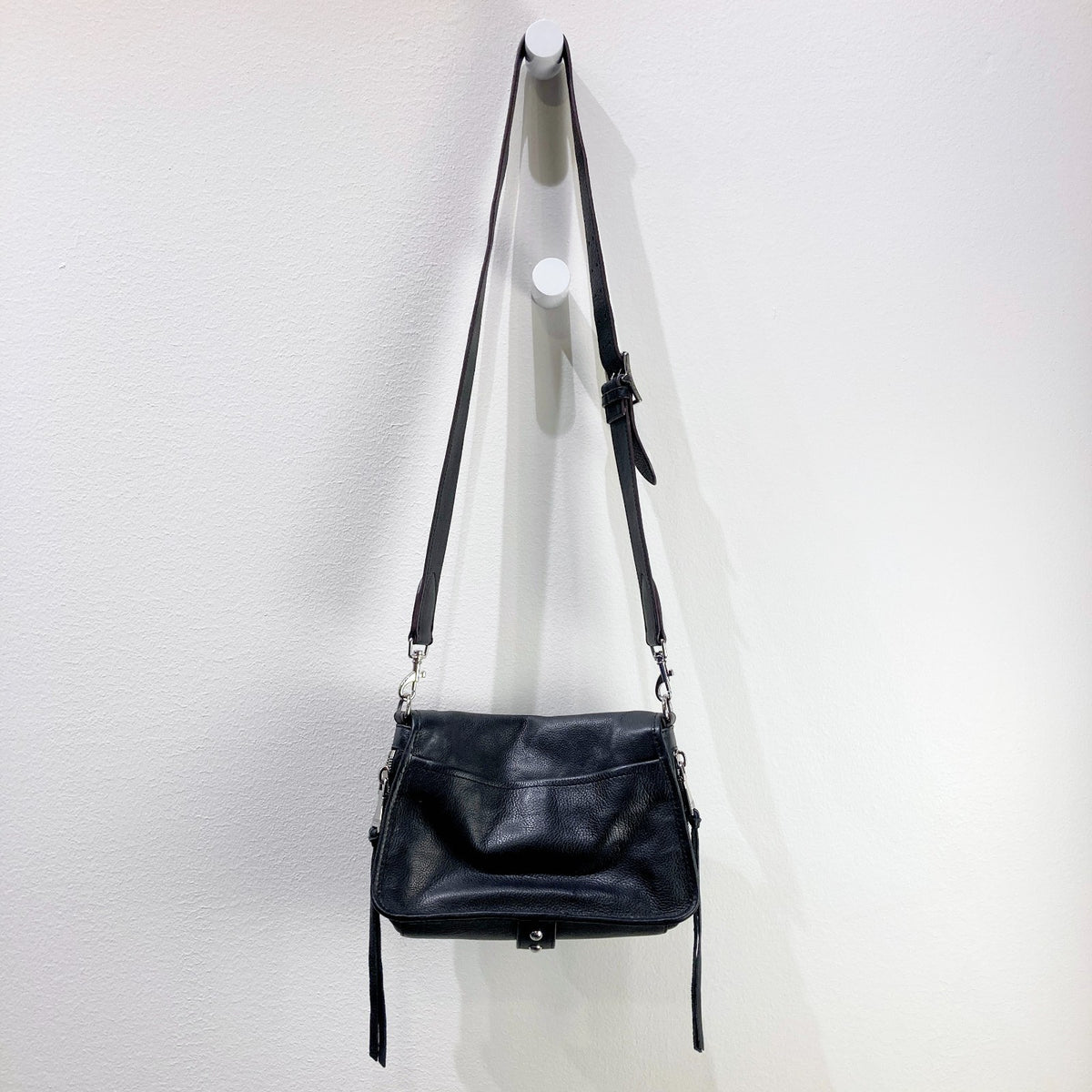 Aimee Kestenberg Black Soft Leather Silver Studded Crossbody Purse - 0217RC