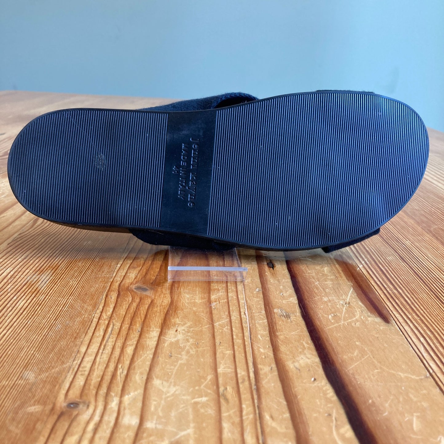 Jenni Kayne Black Cotton Crossover Leather Sandals - Size 41 / 11 - 0815CJ