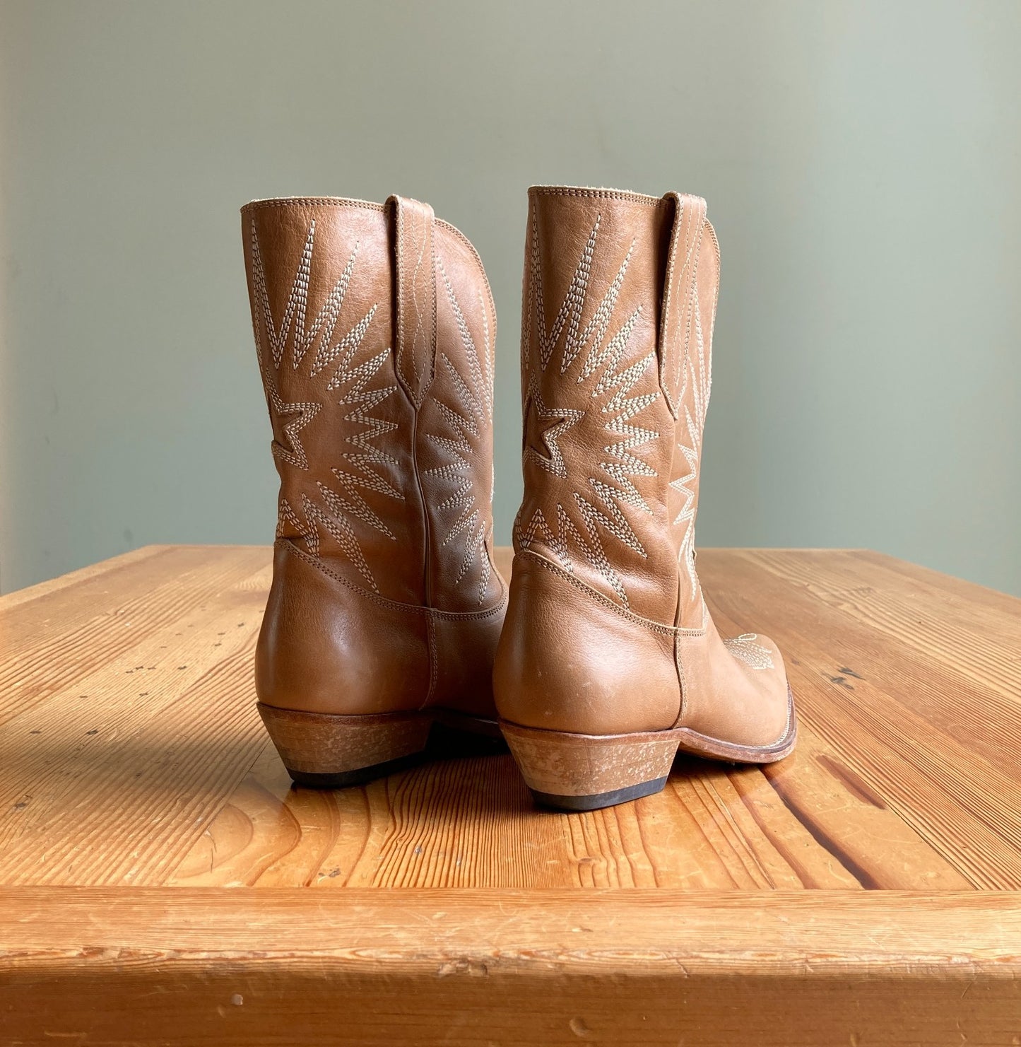 Golden Goose Tan Leather Wish Star Western Limited Series Boots - Sz 39 - 1011SC
