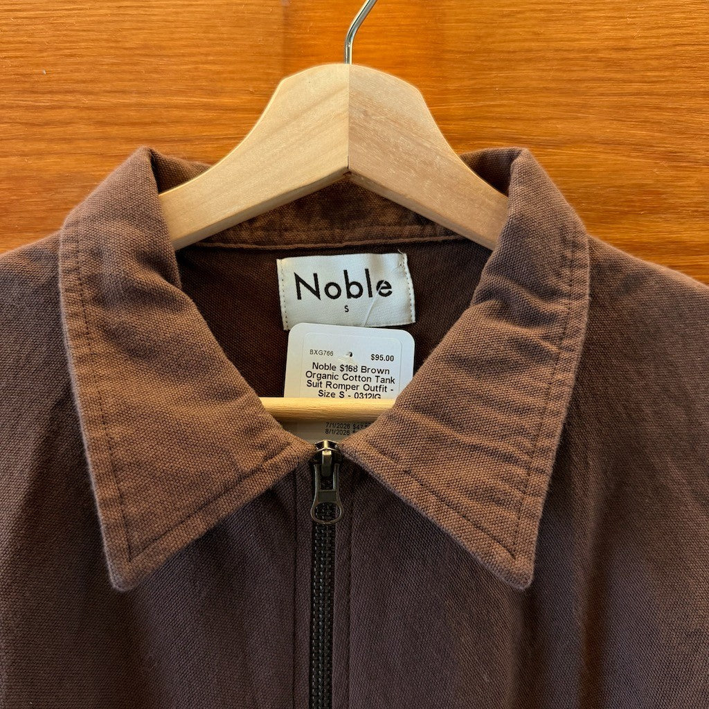 Noble $168 Brown Organic Cotton Tank Suit Romper Outfit - Size S - 0312IG