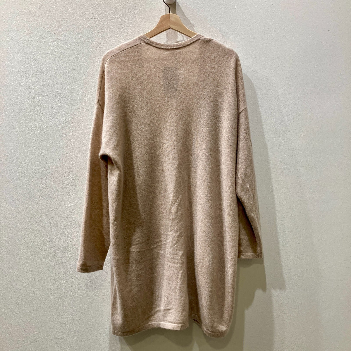 Garnet Hill Tan Open Front 100% Cashmere Long Cardigan Sweater - Size L - 0916KJ