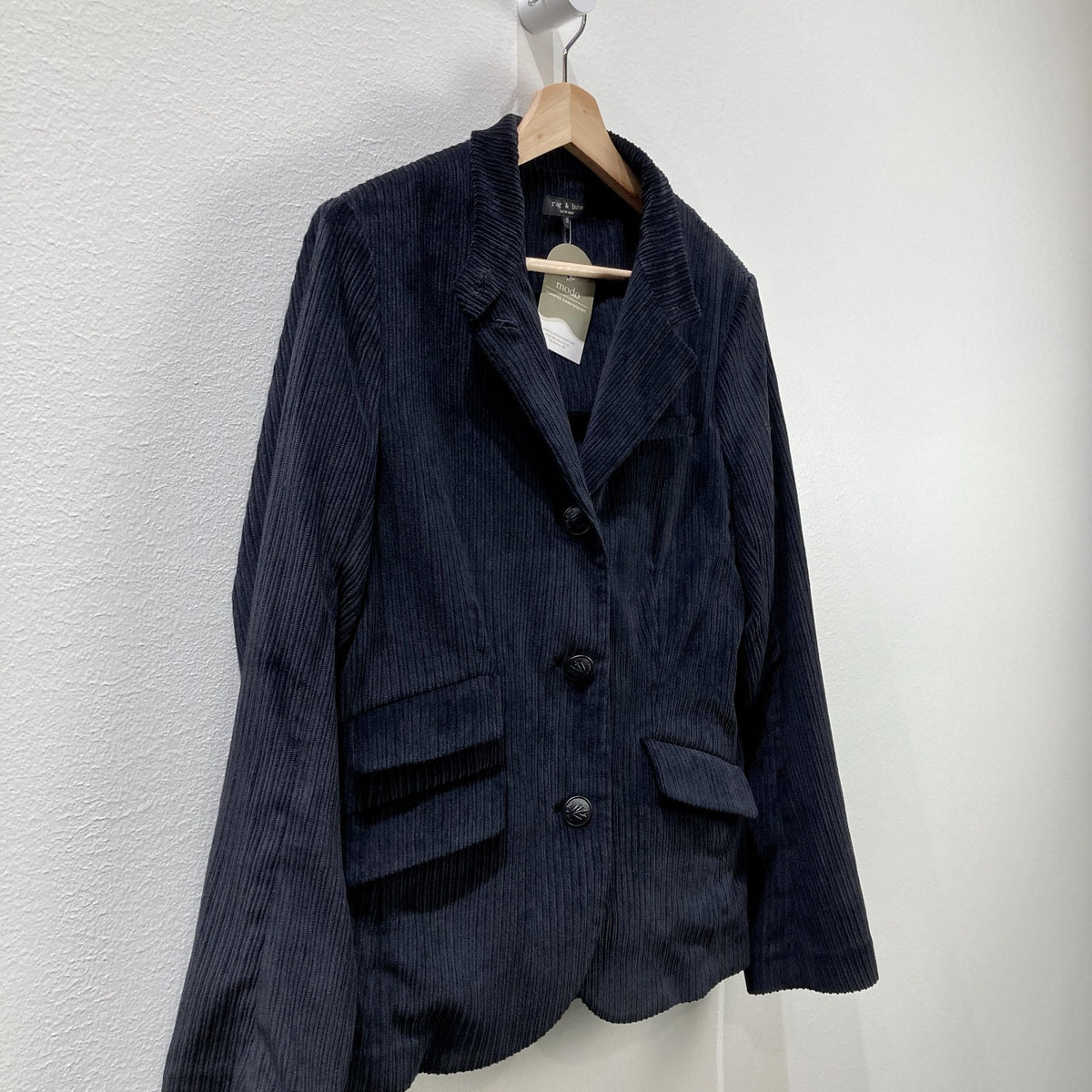 Rag & Bone Black Corduroy Slade Button Front Blazer Jacket - Size 10 - 0721DK