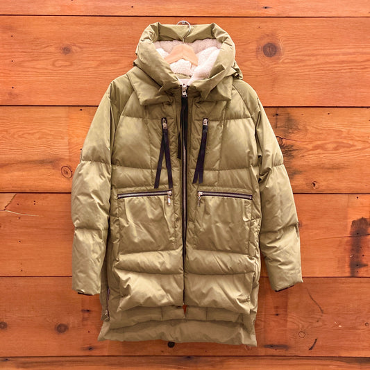 M - Orolay $179 Green & Orange Thickened Down Fill Oversized Jacket Coat 0605MH