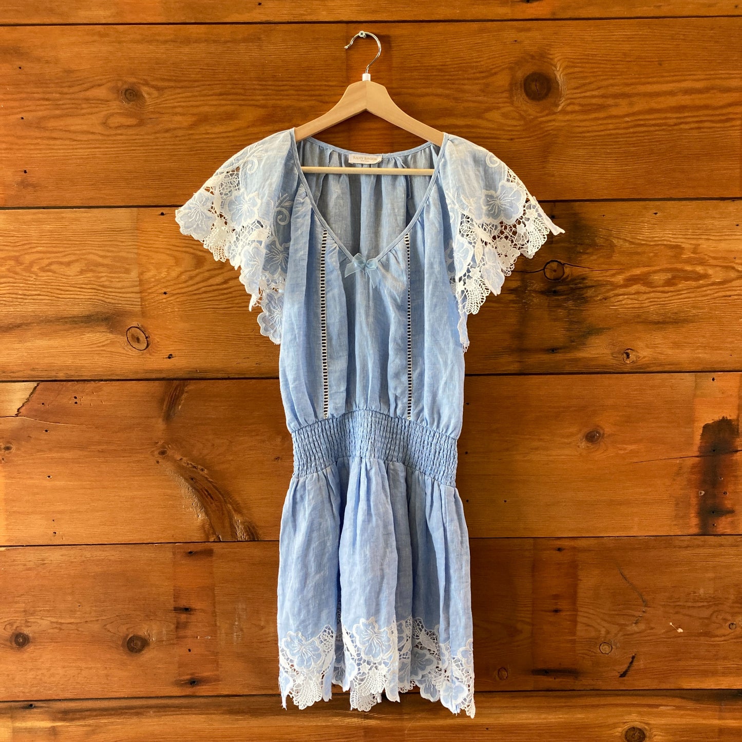 Ramy Brook Blue Chambray Embroidered Linen Ryan Dress - Size S - 1103ES