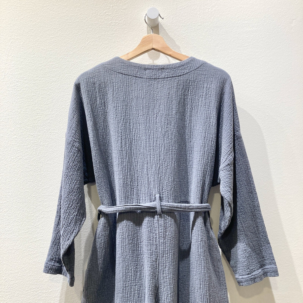 Nico Nico Blue Long Sleeve Textured Cotton belted Jumpsuit - Size L - 0715ES