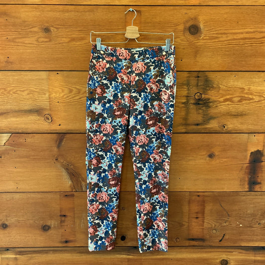 Sezane Floral Jacquard Tapestry Straight Leg Trouser Pants - Sz 36 / 4 - 0223LA