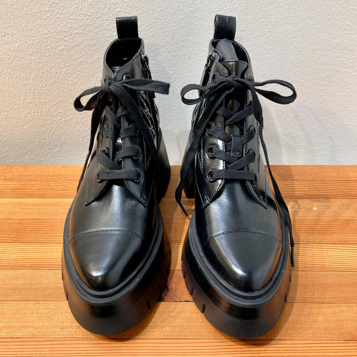 Rebecca Minkoff Black Quilted Leather Combat Platform Boots  - Size 8 - 0607IL