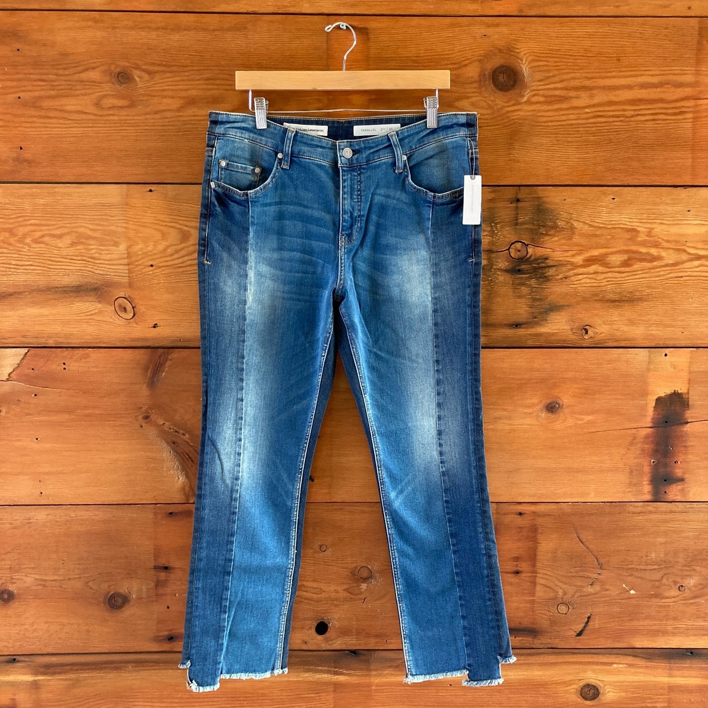 32 - Pilcro $168 Anthropologie Parallel Stretch Denim Raw Hem Jeans NEW 1122CT