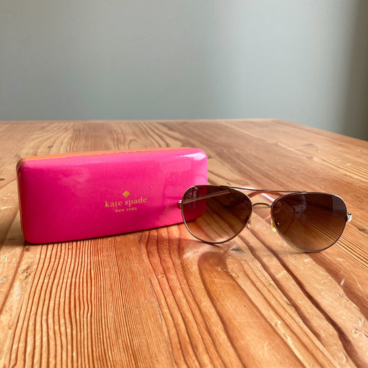 Kate Spade Avaline Rose Gold Aviator Gradient Sunglasses w/ Hard Case - 0422SE