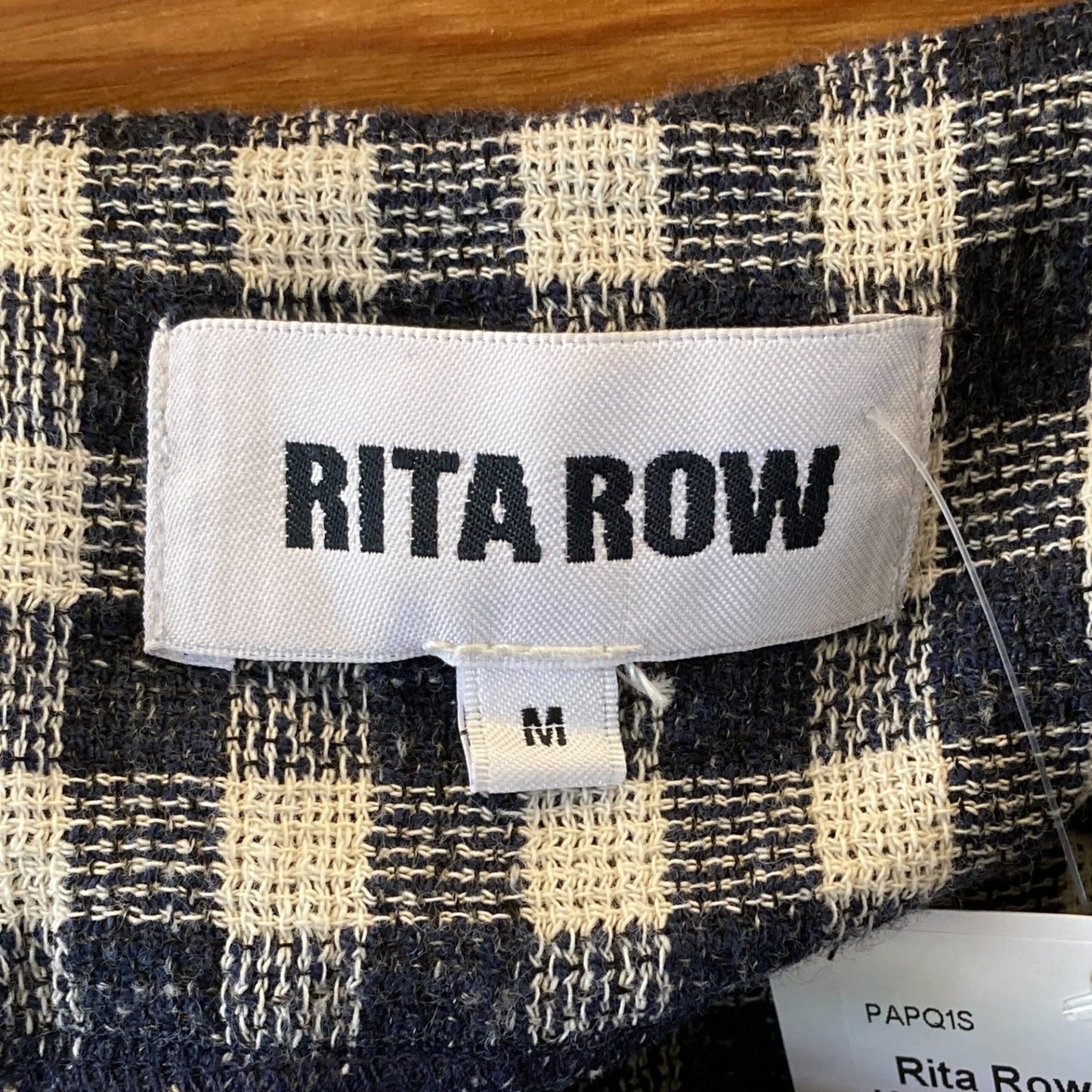 Rita Row Navy & White Gingham Plaid Button Up Midi Dress - Size M - 0108SR